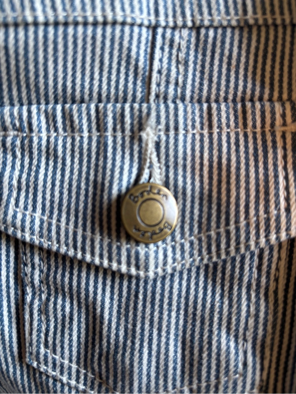 Boden Blue Pinstripe Denim Jacket with Pink Lining - Picture 3 of 3